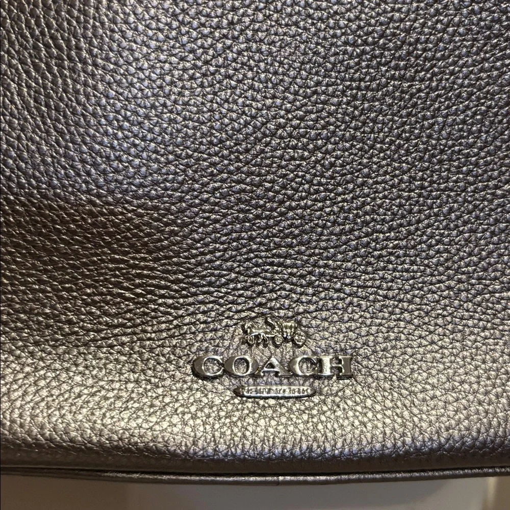 Coach Metallic Silver / Gun Metal  Pebbled Leather Jes Crossbody Bag NWT